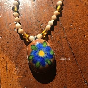 Boho flower Stone necklace